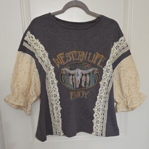 Western Life Lace Accent Tee
